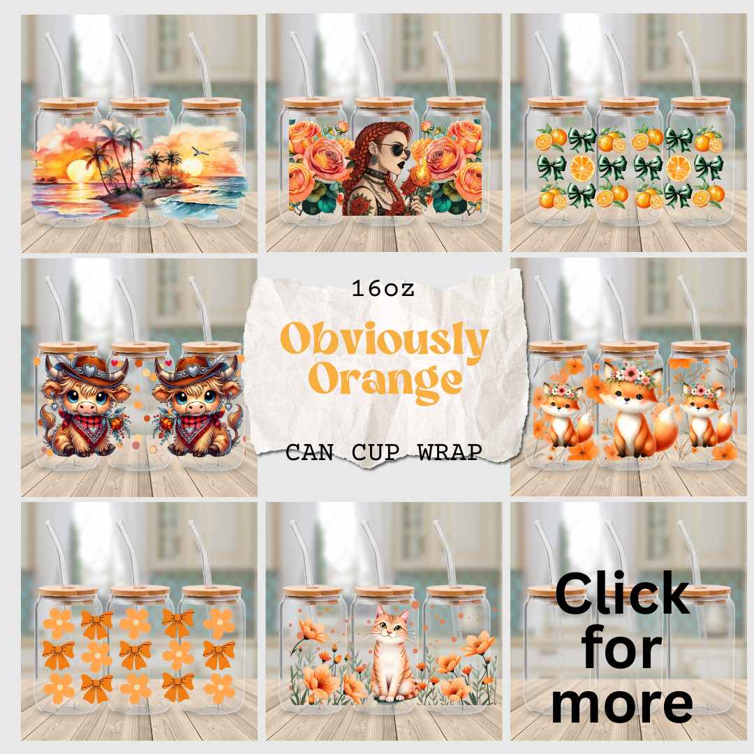 16oz UV DTF Wrap - Obviously Orange