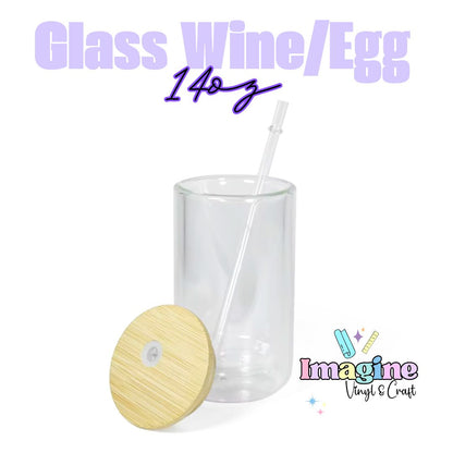Snow Globe -Wine/Egg Shape Glass Tumbler - 14oz