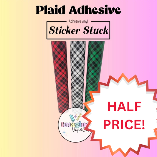 Sticker Stuck Plaid Adhesive